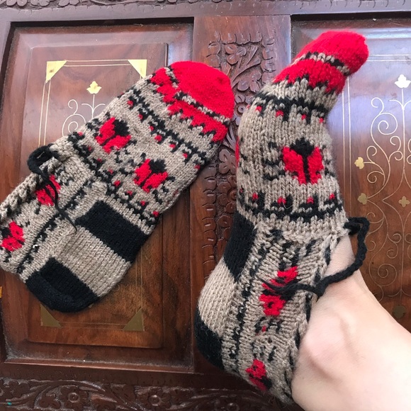 Authentic Handmade Knitted Slipper Socks - Picture 2 of 2